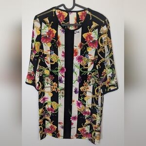 Juicy Couture Long Sleeve Sheath Dress 100% Silk Multicolor - size 4